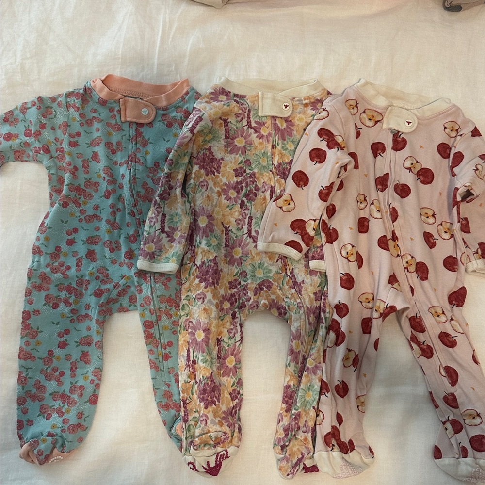 Floral and Fruit Print Kids Footies